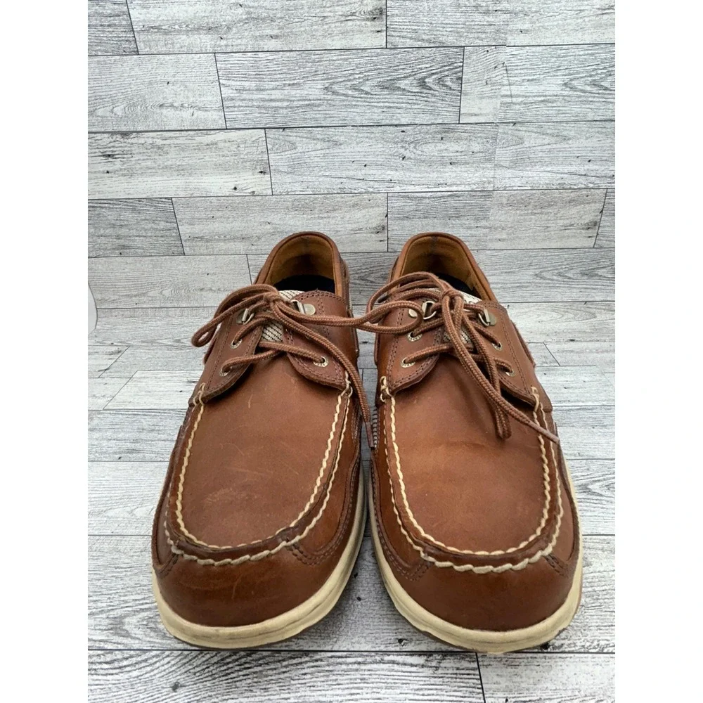 Sebago Clovehitch II Amber Gold Leather Boat Shoes Men Sz 13W Wide Deck Shoe